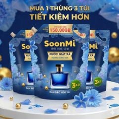 Nước Giặt Xả 2 Trong 1 Soonmi 3kg Đậm Đặc - Công Nghệ Hạt Lưu Hương Ngọc Trai Lên Tới 3 Tuần MK