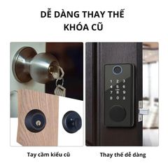 Khóa Cửa Thông Minh Kachi MK44 – Mở Khóa App Tuya + Vân tay + Chìa khóa + Thẻ từ + Mã số