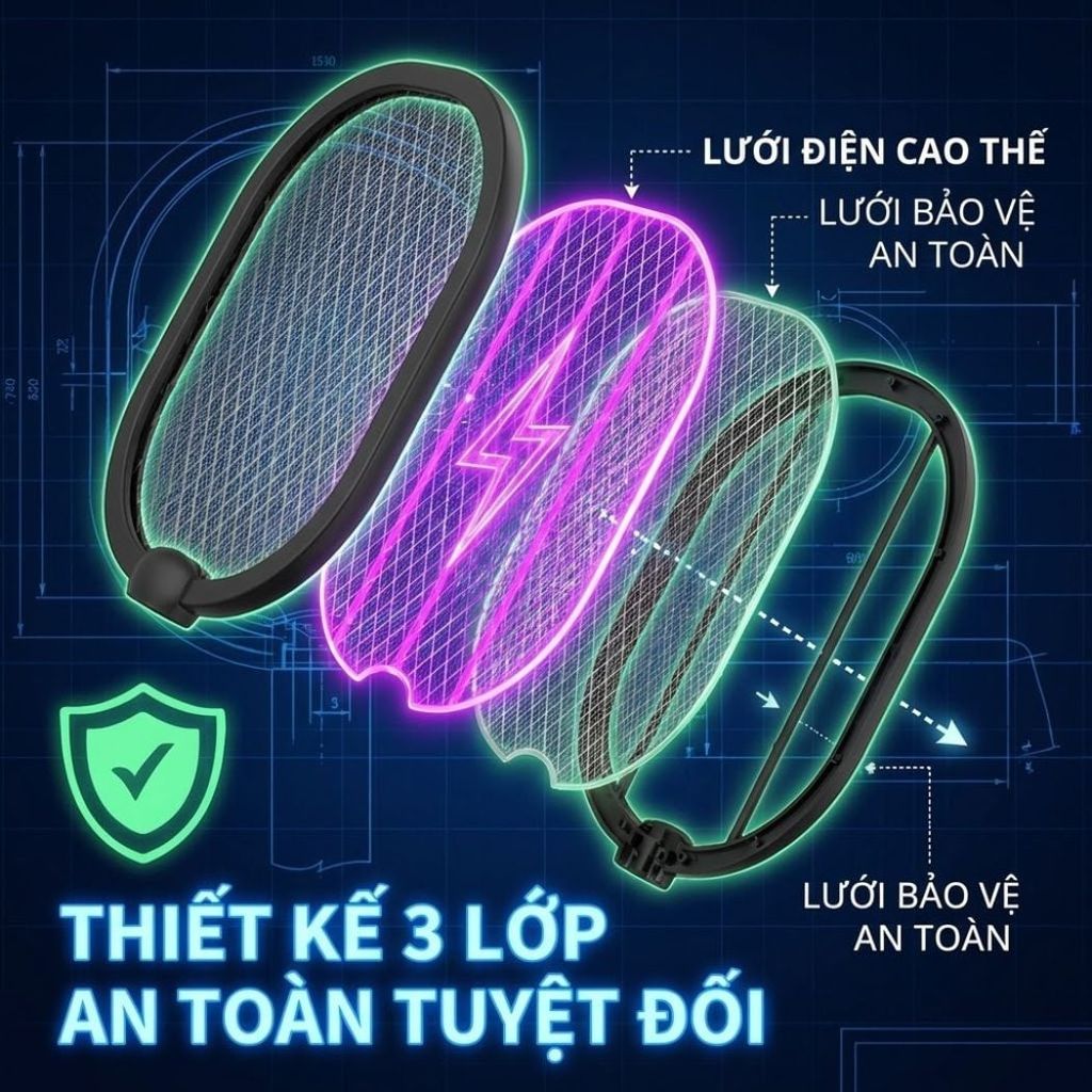 Đèn muỗi có chức năng vợt muỗi Kachi MK386 với đế sạc tích hợp