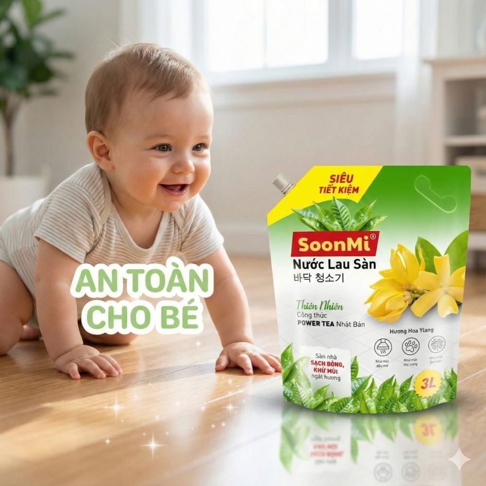 Nước Lau Sàn Soonmi 3kg Dạng Túi - Sạch Bóng, Khử Khuẩn, Thơm Mát | Siêu Tiết Kiệm MK