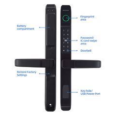 Khóa Thông Minh Kachi MK42 - Chuyên Dụng Cửa Nhôm Xingfa, Cửa Kính | Mở Khóa Qua App Tuya, Vân Tay, Thẻ Từ | Chống Nước IP65