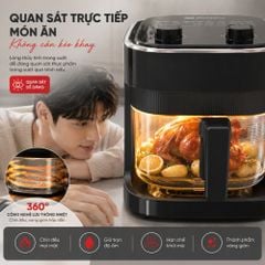 Nồi chiên không dầu thủy tinh Mishio MK373 | Dung tích 7 lít lòng nồi không bong tróc gỉ sét
