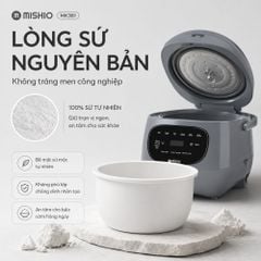 Nồi cơm điện lòng sứ dưỡng sinh Mishio MK365 chống dính tự nhiên trọn đời không bong tróc