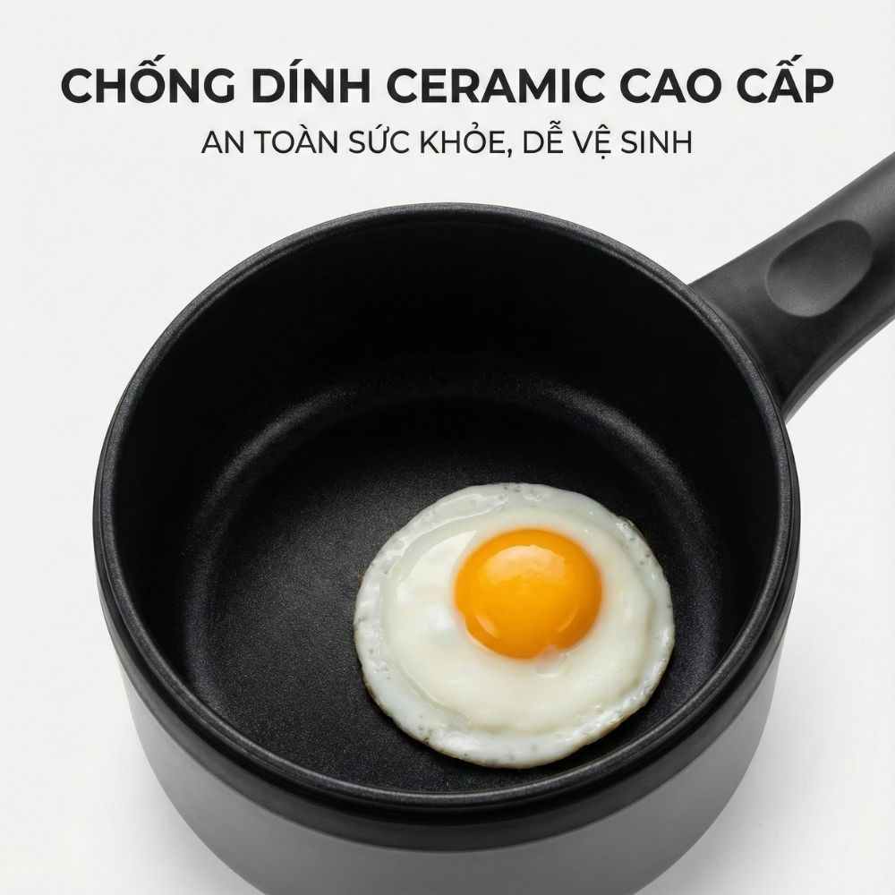 Nồi nấu đa năng Mishio MK321 |  Dung tích 1.5L kèm xửng hấp inox 304