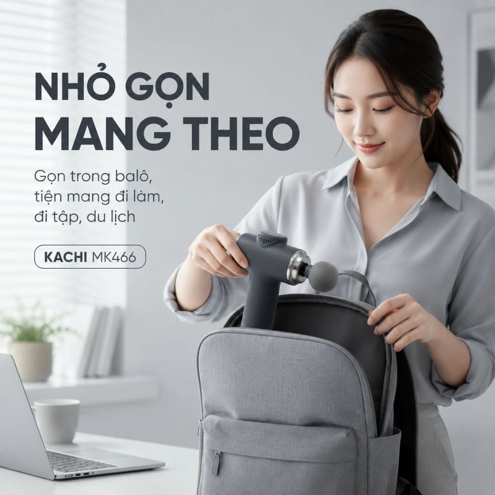 Súng Massage Cầm Tay KACHI MK466 Công Suất 20W - 4 Đầu Massage Giảm Đau Cơ Sâu