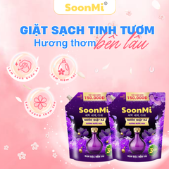 Nước Giặt Xả 2 Trong 1 Soonmi 3kg Đậm Đặc - Công Nghệ Hạt Lưu Hương Ngọc Trai Lên Tới 3 Tuần MK