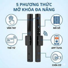 Khóa Thông Minh Kachi MK42 - Chuyên Dụng Cửa Nhôm Xingfa, Cửa Kính | Mở Khóa Qua App Tuya, Vân Tay, Thẻ Từ | Chống Nước IP65