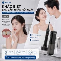 COMBO chăm sóc răng miệng toàn diện: bàn chải điện làm sạch bề mặt răng + tăm nước làm sạch kẽ răng