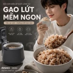 Nồi Cơm Điện Áp Suất Lòng Sứ Dưỡng Sinh Mishio MK396 dung tích 0.8L cho 1-2 người – Bí Quyết Cho Cơm Gạo Lứt