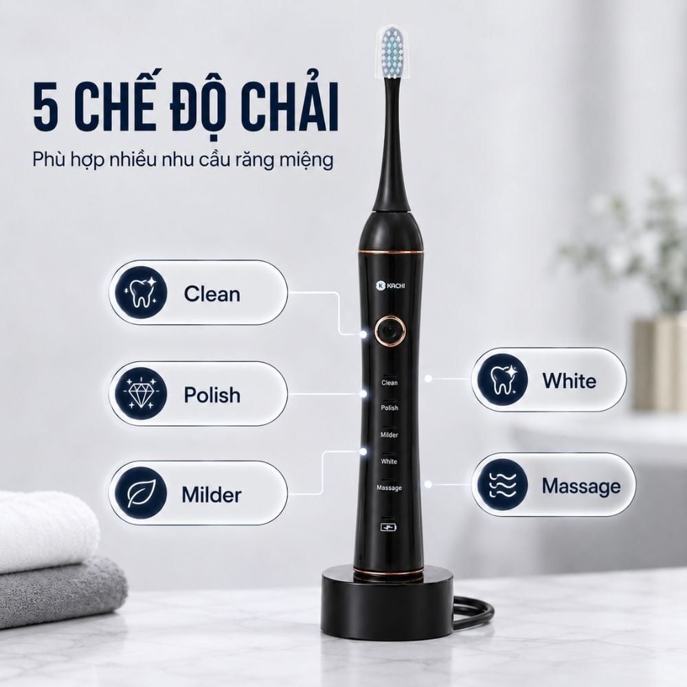 Bàn chải điện Kachi MK455 rung sóng âm dòng cao cấp