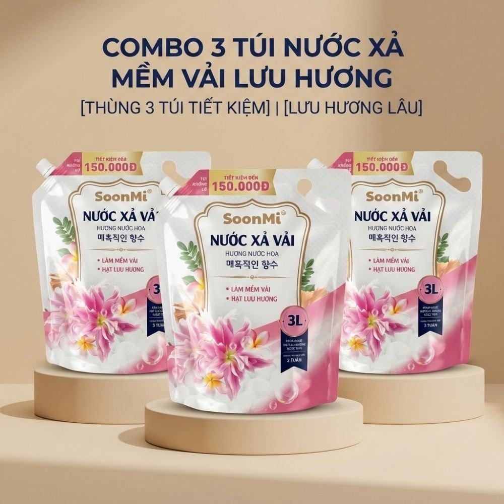 Nước Xả Soonmi 3kg: Bí Quyết Quần Áo Mềm Mại, Ngát Hương Suốt 3 Tuần MK