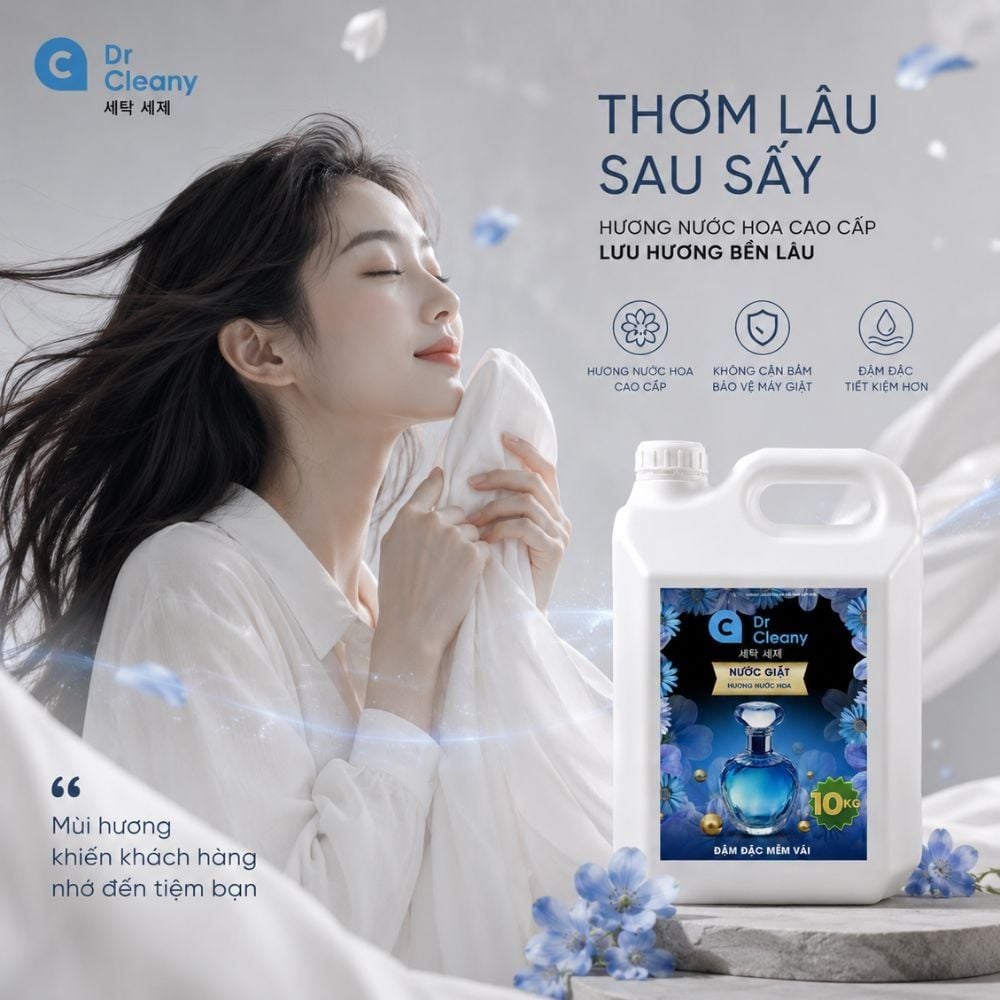 Nước giặt Dr. Cleany 10KG (Xanh) - Chuyên dụng giặt ủi, Sạch sâu MK