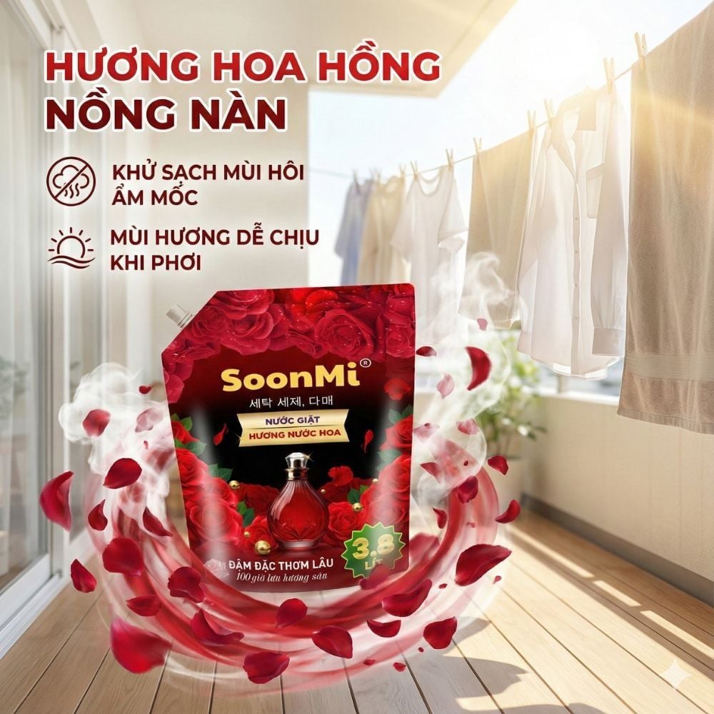 Nước giặt hương nước hoa Soonmi túi lớn 3.8L MK