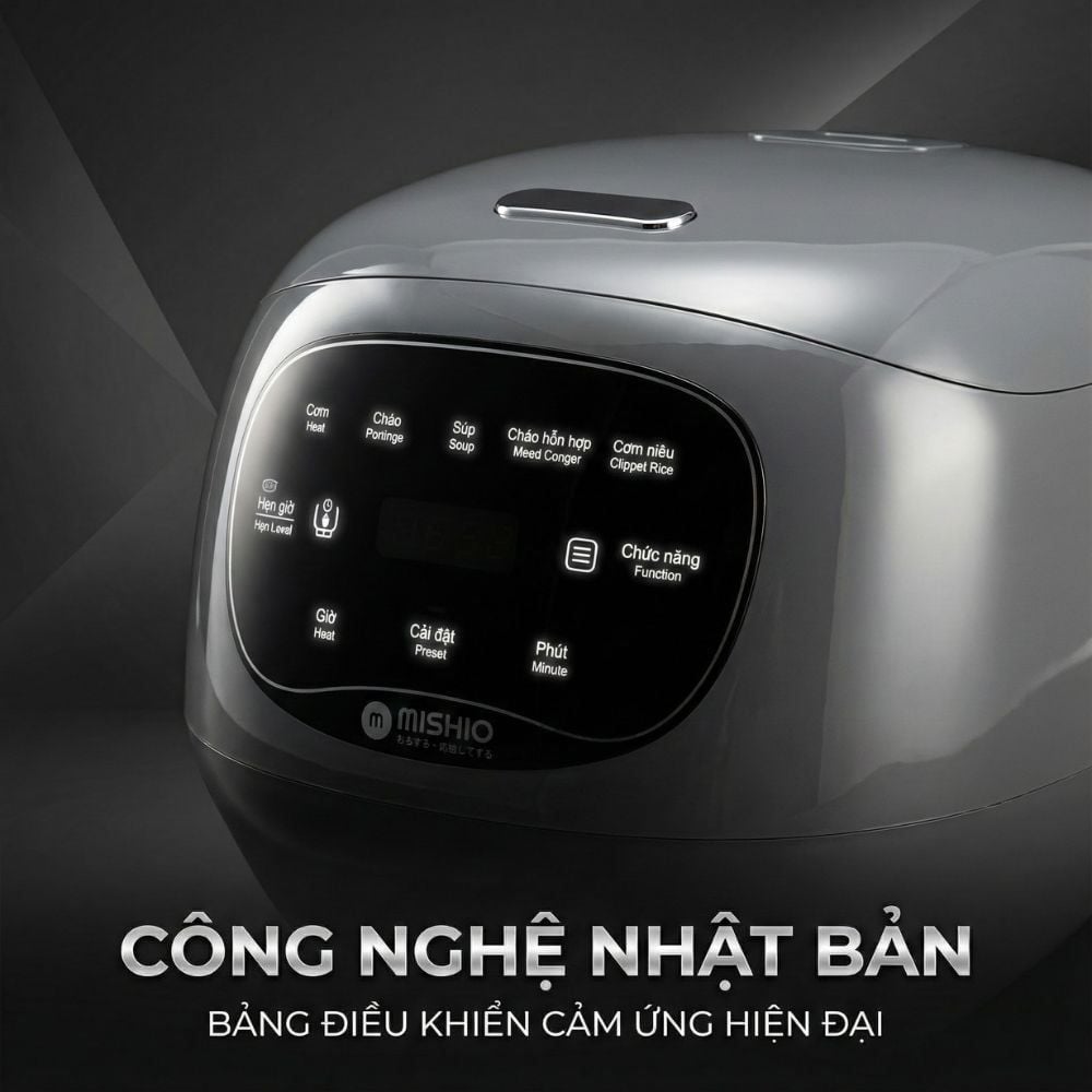 Nồi cơm điện lòng sứ dưỡng sinh Mishio MK365 chống dính tự nhiên trọn đời không bong tróc