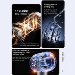 Máy Sấy Tóc Tốc Độ Cao Kachi ION (110.000 vòng/phút) - Sấy Nhanh, Chăm Sóc Tóc Ion Âm, Kiểm Soát Nhiệt NTC