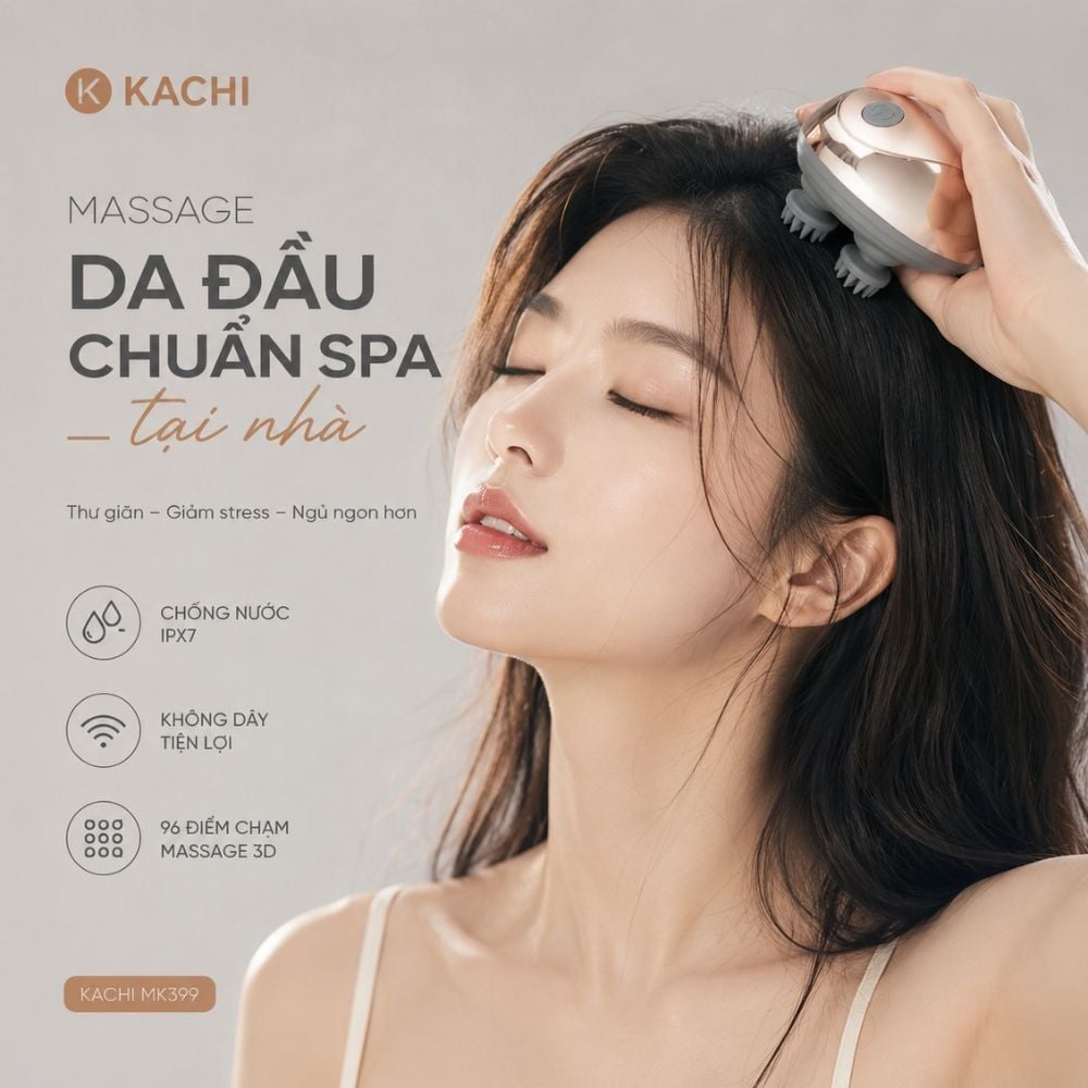 Hình ảnh chi tiết: Máy Massage Đầu Không Dây Kachi MK399 – Giải Pháp Thư Giãn Hiệu Quả Cho Người Bận Rộn