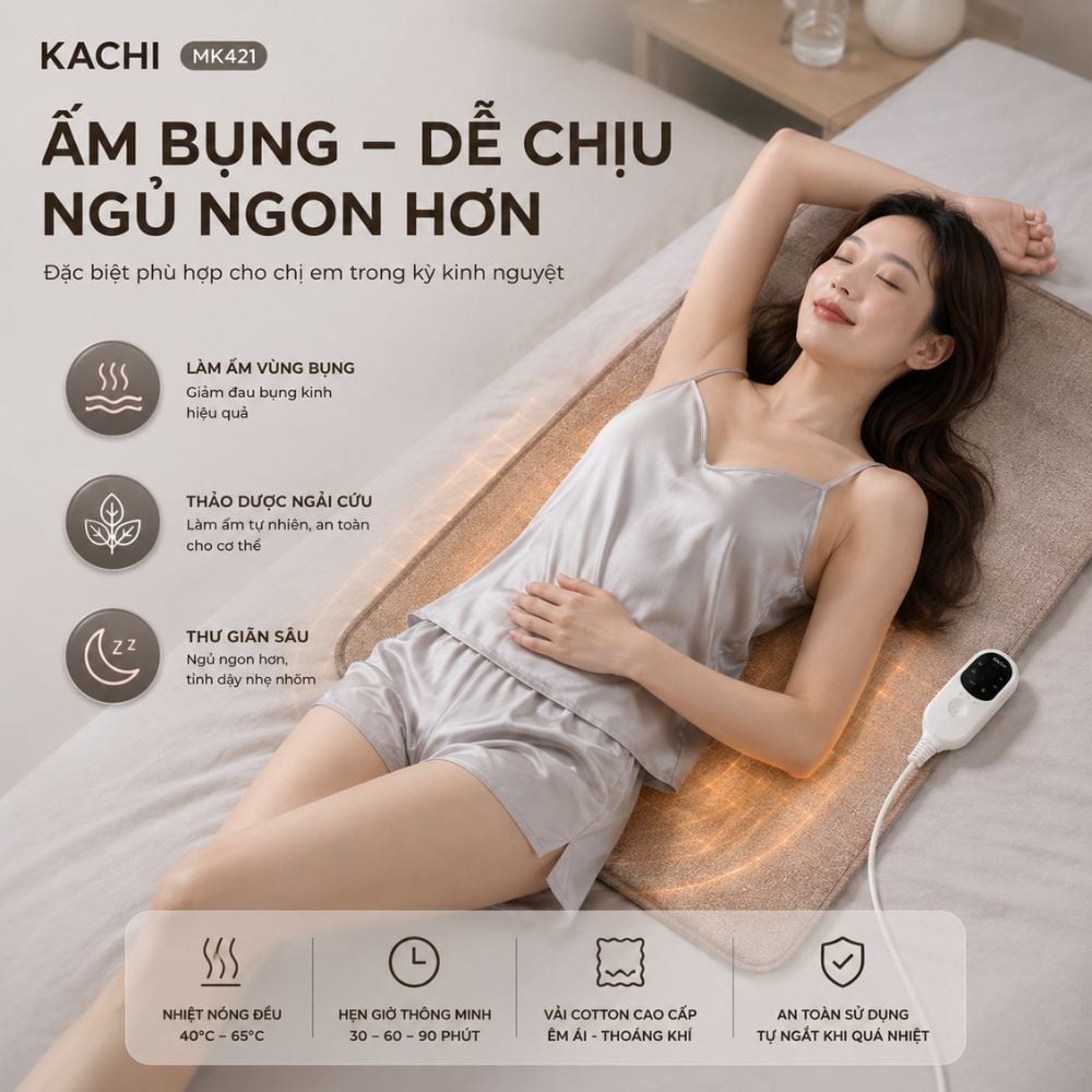 Thảm Chườm Nóng Ngải Cứu Đông Y Kachi MK421 - Giảm Đau Lưng, Vai Gáy Nhanh Chóng Tại Nhà