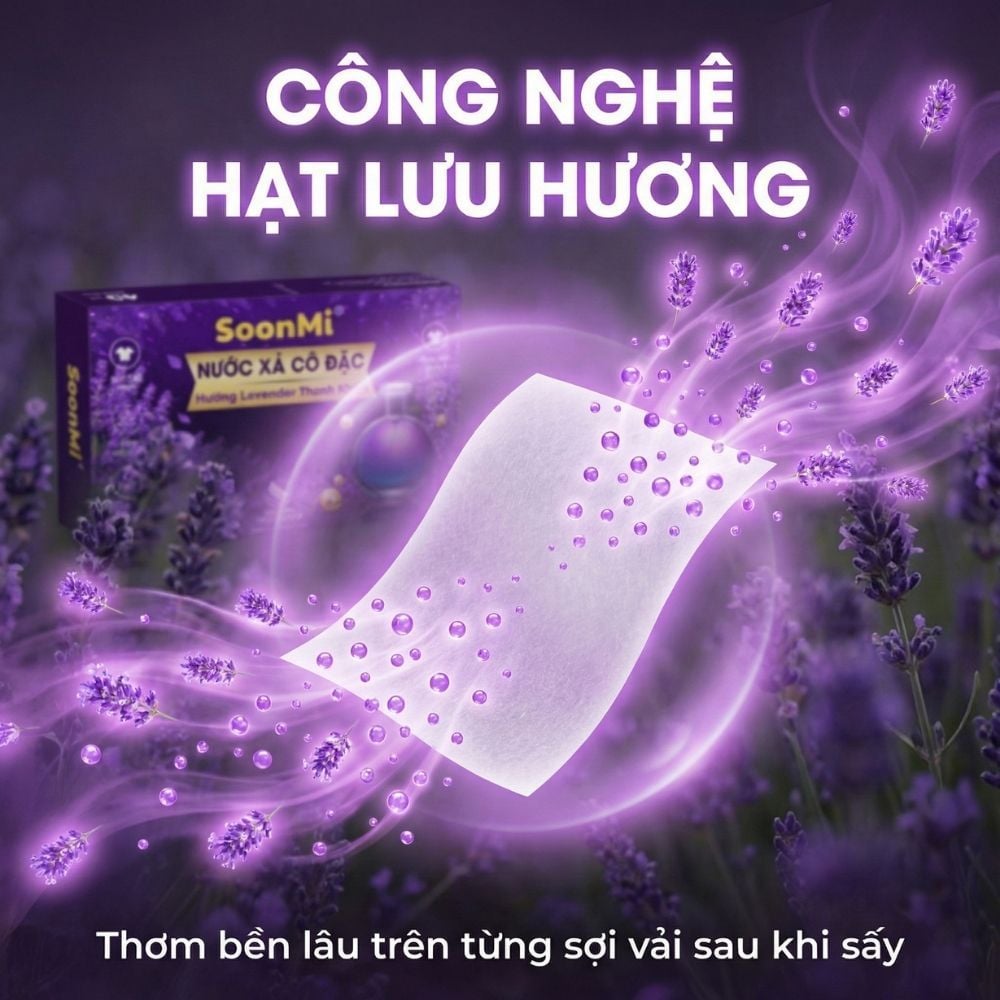 Nước xả cô đặc - Giấy Thơm Quần Áo SoonMi Hương Lavender - Nước Xả Cô Đặc Cho Máy Sấy (Hộp 40 Tờ) MK