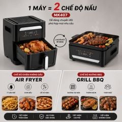 Nồi Chiên Không Dầu Kèm Vỉ Nướng 2-in-1 Mishio MK407: Nâng Tầm Món Ngon, Tiện Lợi Vượt Trội