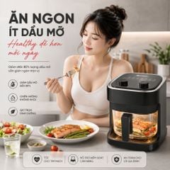 Nồi chiên không dầu thủy tinh Mishio MK373 | Dung tích 7 lít lòng nồi không bong tróc gỉ sét