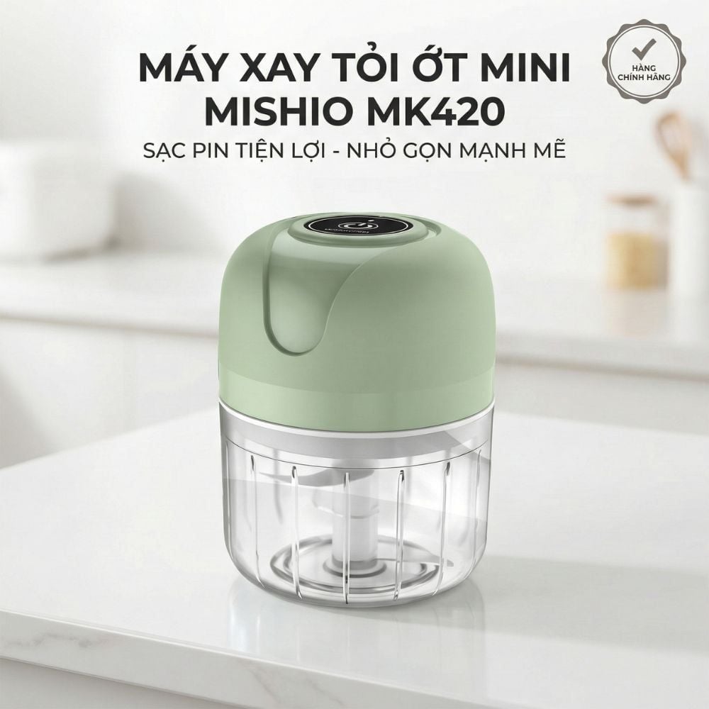 Máy Xay Tỏi Ớt Mini Chạy Pin Mishio MK420