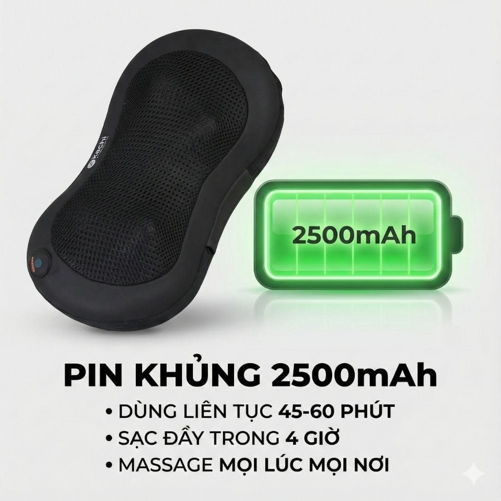 Gối massage không dây Kachi dòng cao cấp MK343 - New