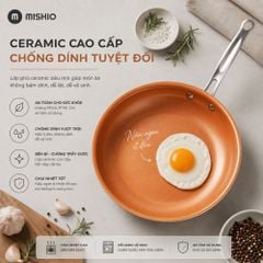 Chảo Chống Dính Đáy Từ Mishio (Size 20, 25, 30cm) MK430 MK431 MK432 - Chống Dính Gốm Cao Cấp, An Toàn Sức Khỏe, Dùng Cho Mọi Loại Bếp