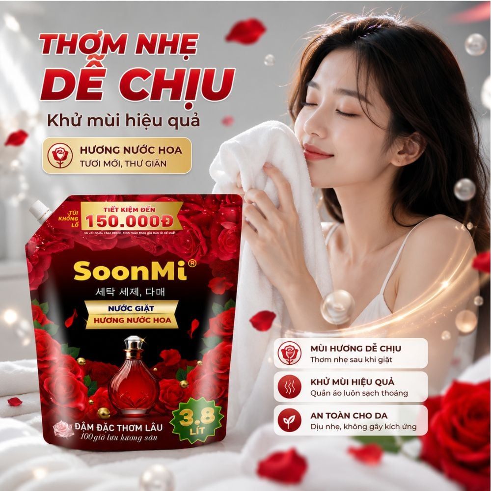 Hình ảnh chi tiết: Nước giặt hương nước hoa Soonmi túi lớn 4KG – Dung tích 3.8L MK