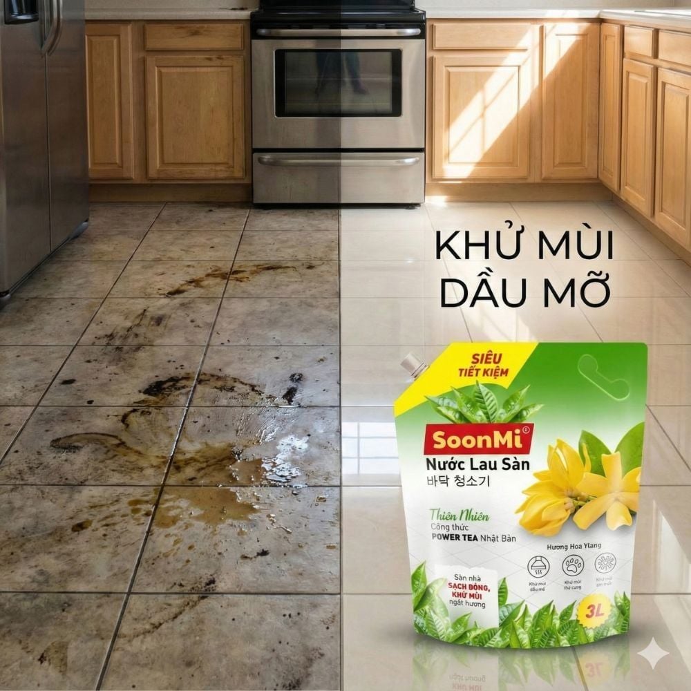 Nước Lau Sàn Soonmi 3kg Dạng Túi - Sạch Bóng, Khử Khuẩn, Thơm Mát | Siêu Tiết Kiệm MK