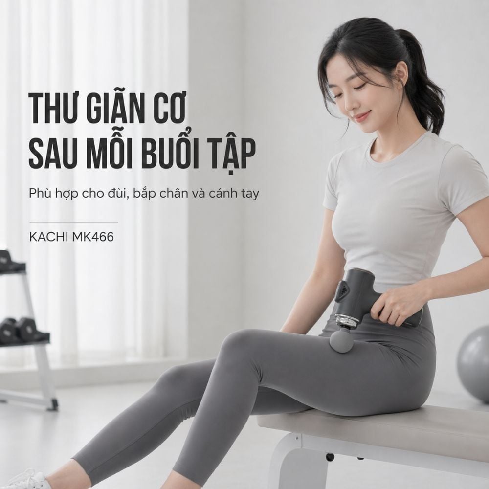 Súng Massage Cầm Tay KACHI MK466 Công Suất 20W - 4 Đầu Massage Giảm Đau Cơ Sâu