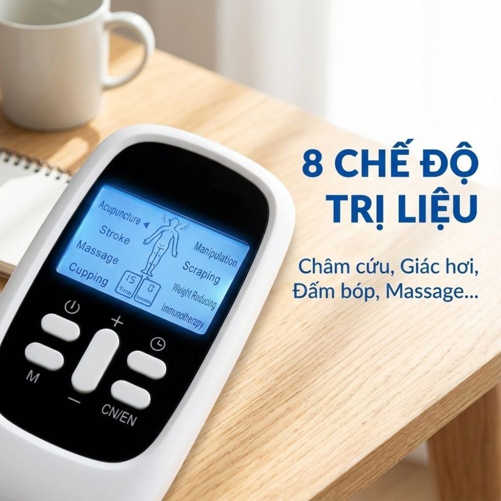 Máy Massage Xung Điện 4 Miếng Dán, 15 Mức Cường Độ, 8 Chế Độ, Giảm Đau Nhức, Tăng Cường Tuần Hoàn Máu Kachi MK46