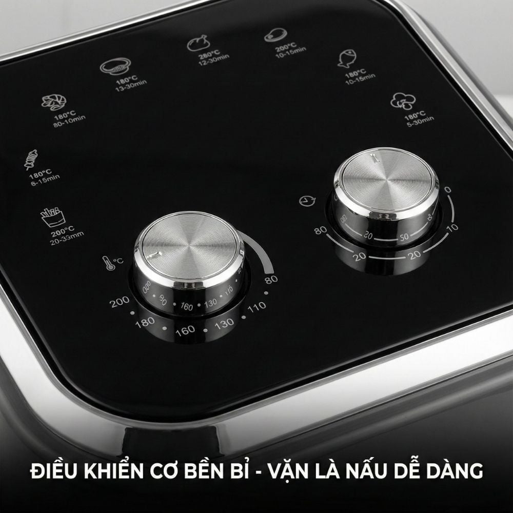 Nồi chiên không dầu 6L Mishio MK408 – Màu Xám Sang Trọng, Bảo Hành 24 Tháng