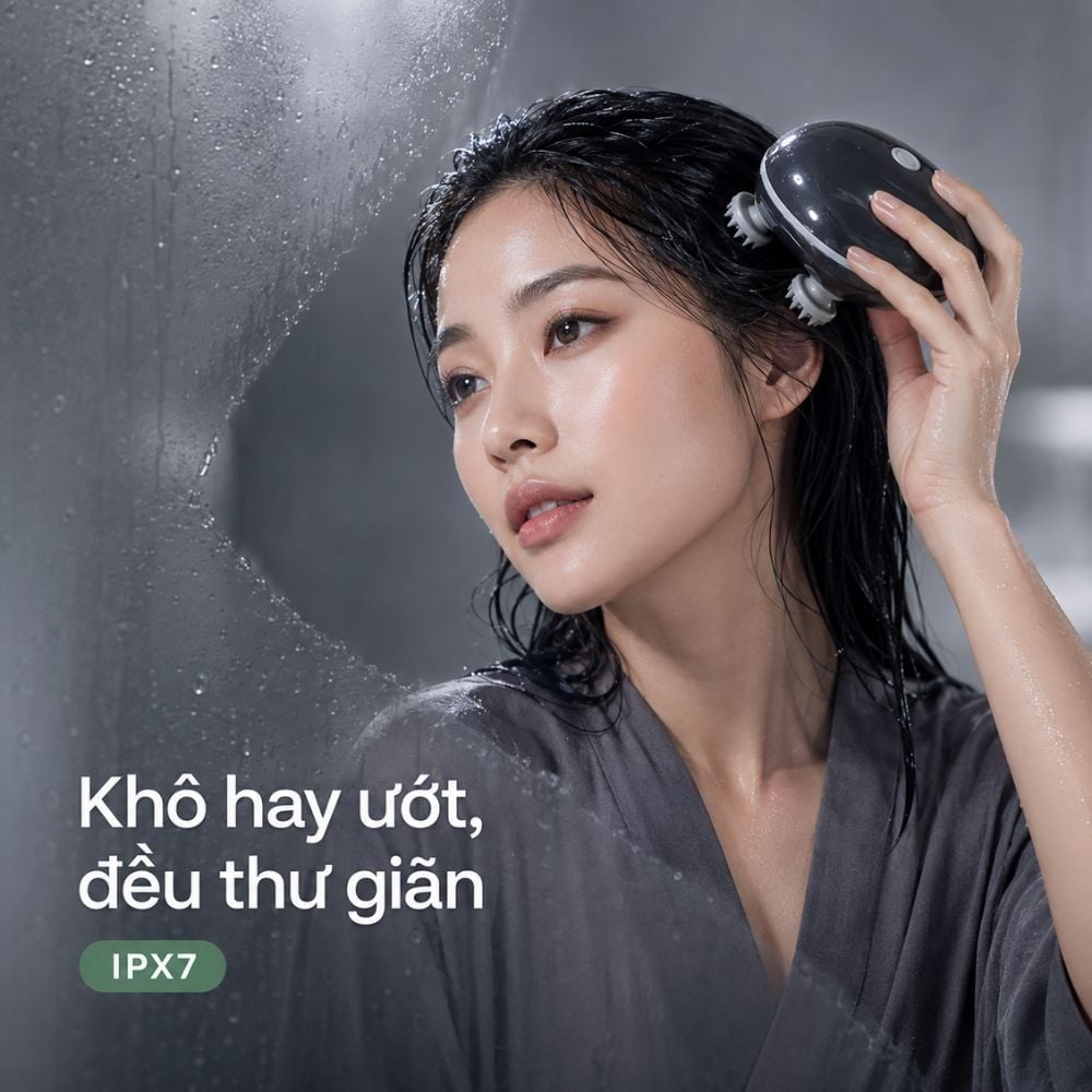 Máy Massage Đầu Kachi MK465 Chuẩn Chống Nước IPX7 – Giải Pháp Gội Đầu Dưỡng Sinh & Thư Giãn Da Đầu Tại Nhà