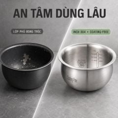 Nồi cơm điện lòng inox 304 Mishio MK451 / MK452 (1,2 / 1,8L) không phủ chống dính