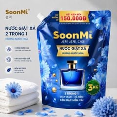 Nước Giặt Xả 2 Trong 1 Soonmi 3kg Đậm Đặc - Công Nghệ Hạt Lưu Hương Ngọc Trai Lên Tới 3 Tuần MK