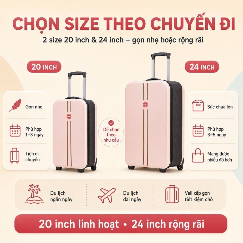 Vali Du Lịch Xếp Gọn MK356 24 Inch – Gọn Khi Cất, Tiện Khi Đi