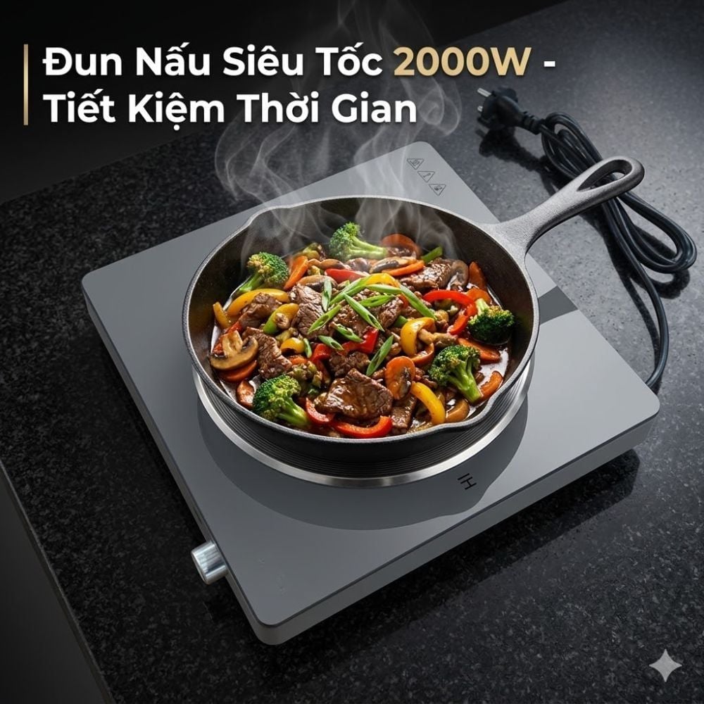 Bếp Từ Đơn Mishio MK448 Công Suất 2000W - Mặt Kính Kanger Hạng A