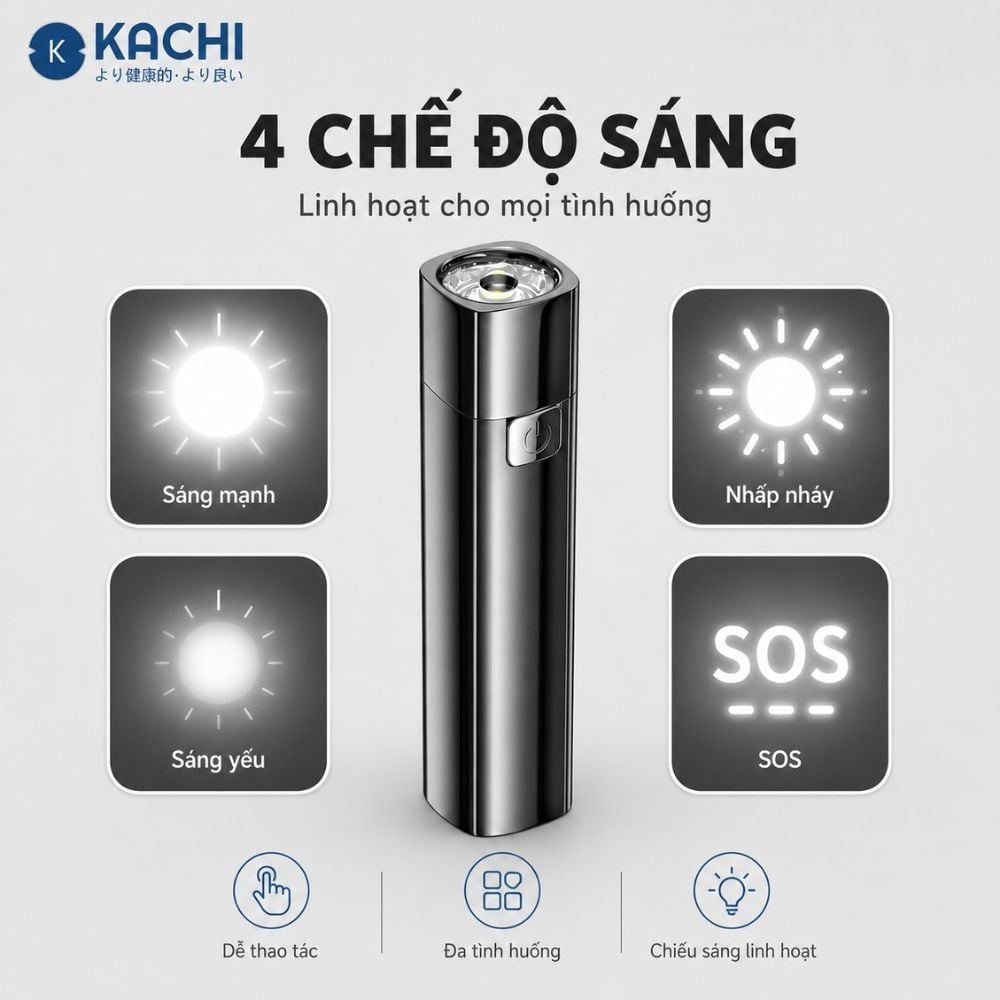 Hình ảnh chi tiết: Đèn Pin Sạc Đa Năng Kachi MK425: Soi Rọi Mọi Hành Trình, Bừng Sáng Mọi Cuộc Vui