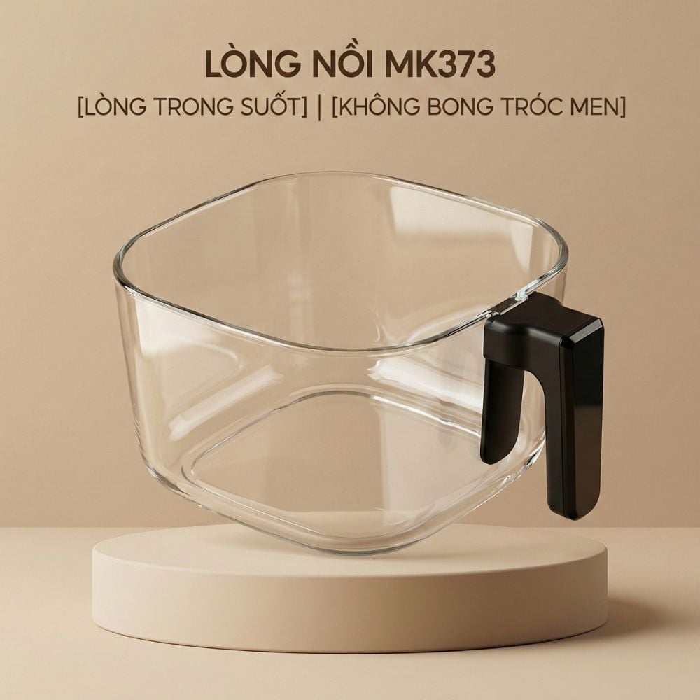 Nồi chiên không dầu thủy tinh Mishio MK373 | Dung tích 7 lít lòng nồi không bong tróc gỉ sét