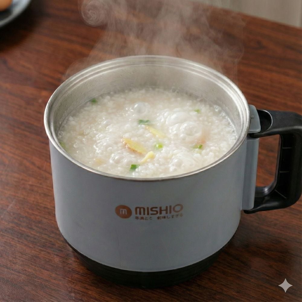 Nồi Lẩu Điện Mini 1.5L Mishio MK392 600W lòng nồi inox 304 không gỉ sét