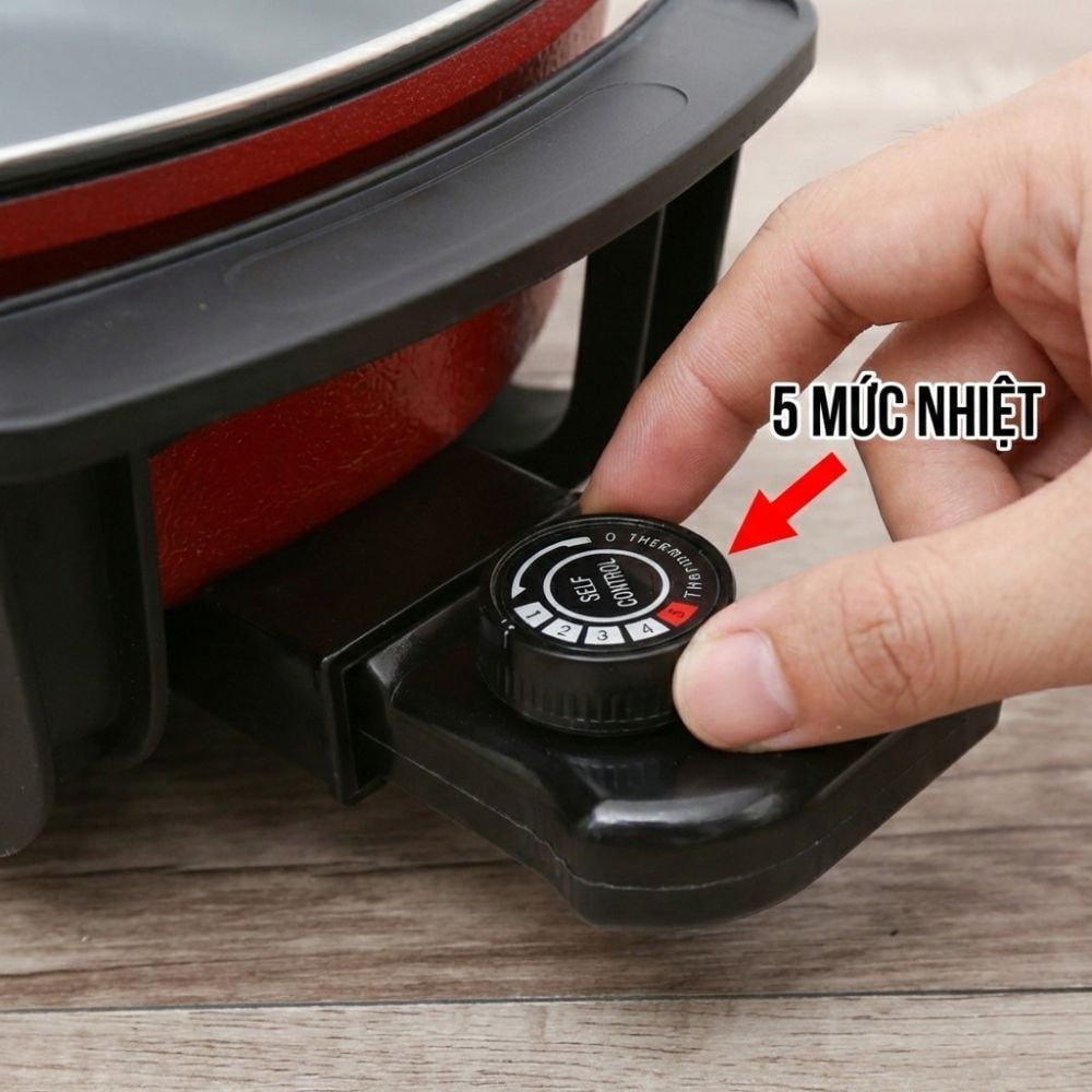 Nồi Lẩu Điện 2 Ngăn Mishio Mk112 5L - Màu Đỏ