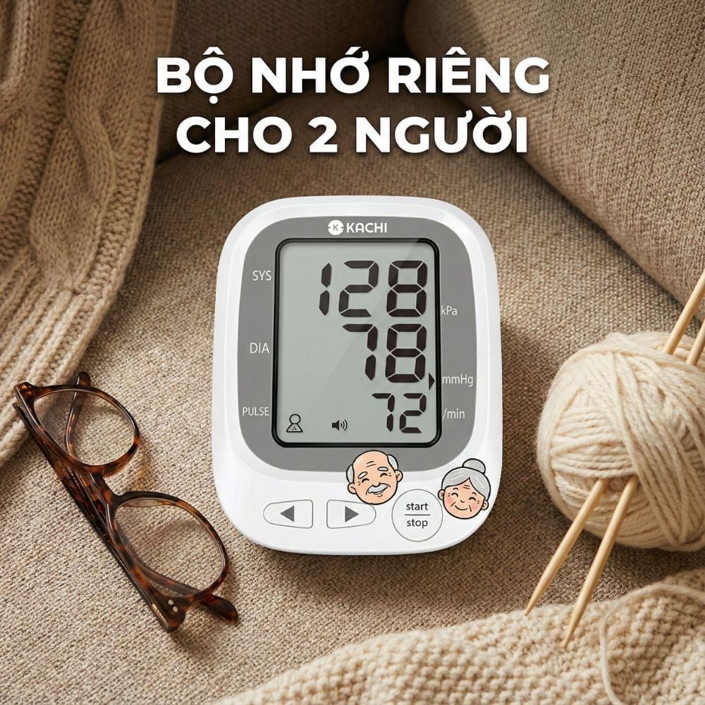 Máy đo huyết áp bắp tay Kachi JN-163B MK | Trợ lý AI đọc kết quả tiếng Việt | Hỗ trợ người cao tuổi mắt kém