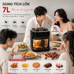 Nồi chiên không dầu thủy tinh Mishio MK373 | Dung tích 7 lít lòng nồi không bong tróc gỉ sét