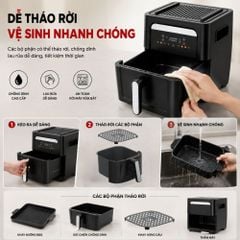 Nồi Chiên Không Dầu Kèm Vỉ Nướng 2-in-1 Mishio MK407: Nâng Tầm Món Ngon, Tiện Lợi Vượt Trội