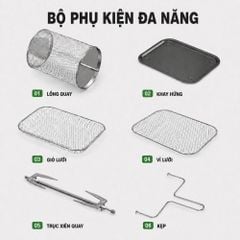 Nồi chiên không dầu Mishio MK474 12L - Cảm ứng, cửa kính quan sát