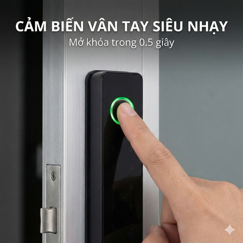 Khóa Thông Minh Kachi MK42 - Chuyên Dụng Cửa Nhôm Xingfa, Cửa Kính | Mở Khóa Qua App Tuya, Vân Tay, Thẻ Từ | Chống Nước IP65