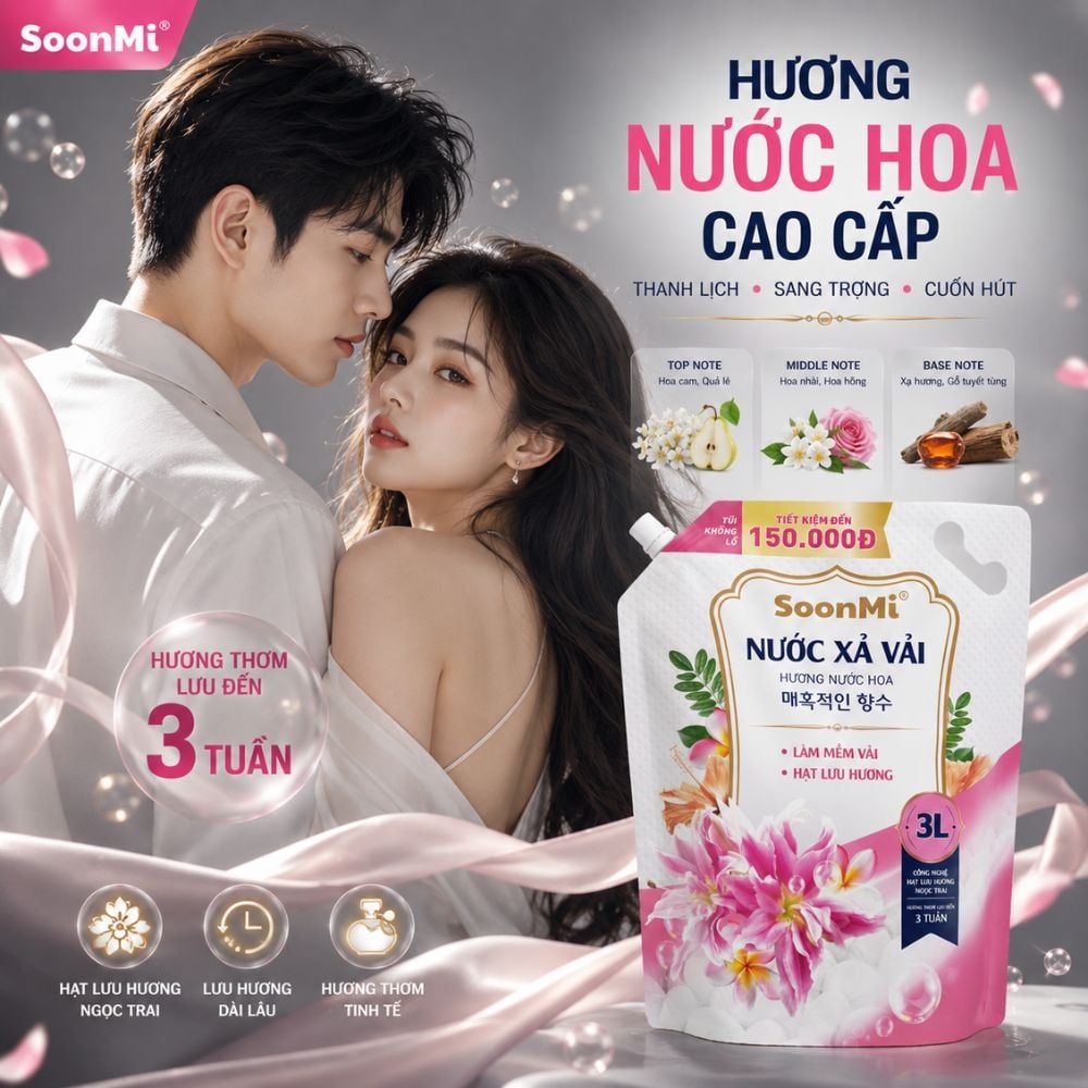 Nước Xả Soonmi 3kg: Bí Quyết Quần Áo Mềm Mại, Ngát Hương Suốt 3 Tuần MK