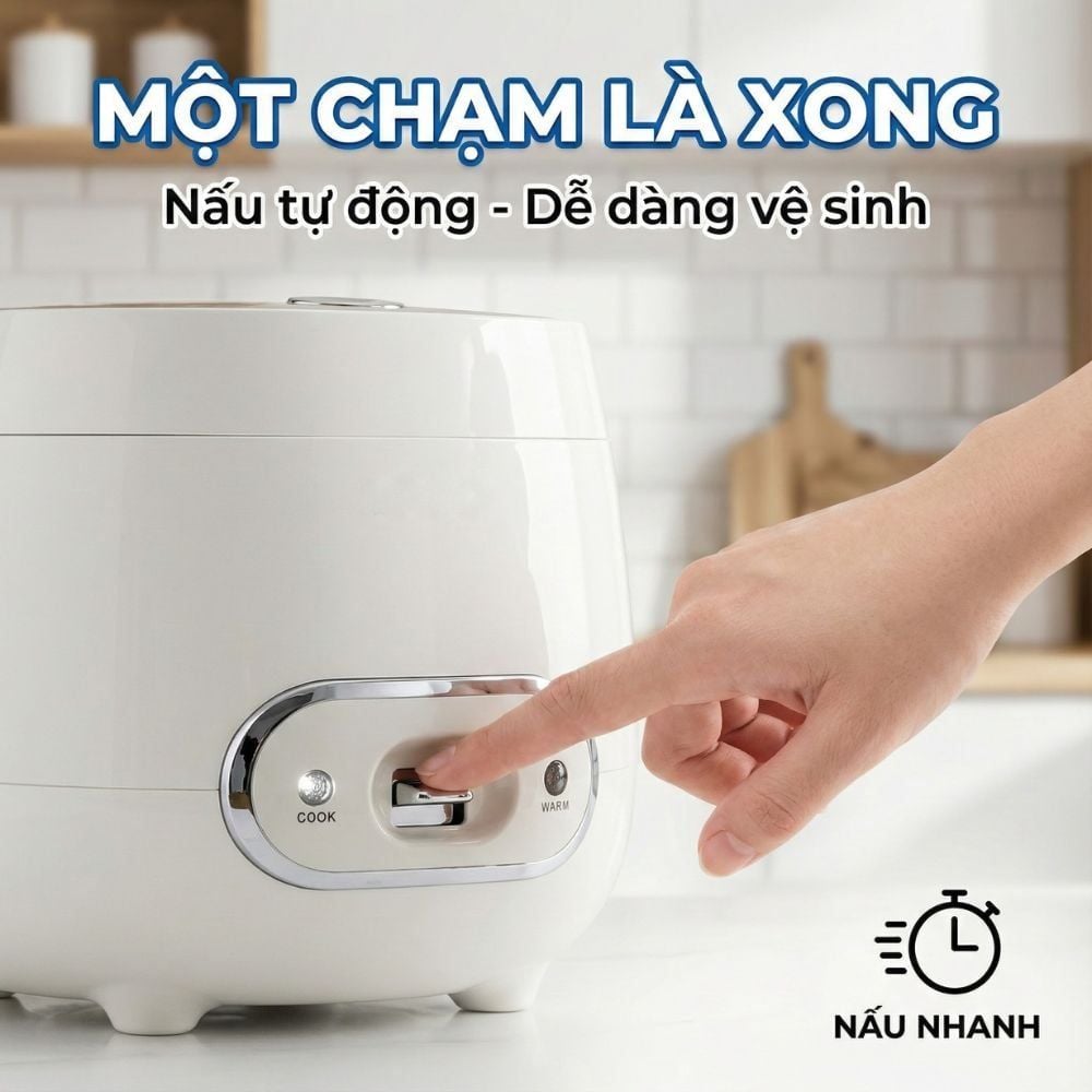 Nồi Cơm Điện Mishio MK233 size 0.8L nấu cơm ngon