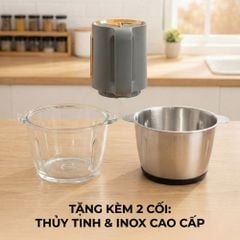Máy Xay Thực Phẩm Đa Năng Mishio MK444 (2.0L) - Cối Thủy Tinh tặng cối Inox 304 Phân Loại Thực Phẩm Sống Chín