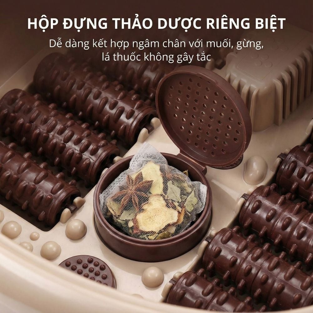 Bồn Ngâm Chân Massage Sục Khí KACHI MK440 - Tự Động Giữ Nước Ấm, Có Khay Thảo Dược